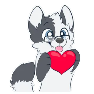 💜 afe45b80 волк, стикер, мультфильм, сердце, любовь, милый telegram sticker