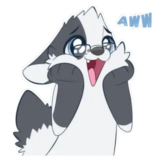 😍 c99a0b1d AWW животное, енот, милый, счастливый, мультфильм telegram sticker