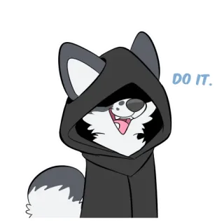 😈 e088b377 DO IT. волк, капюшон, мультфильм, мотивация telegram sticker