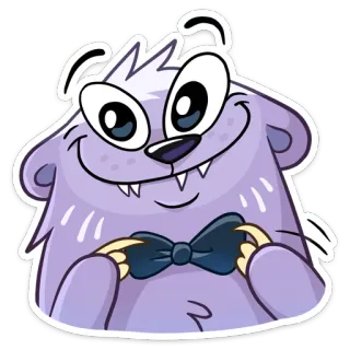 ☺️ 0d898eec dessin animé, ours, animal, mignon, nœud papillon, drôle telegram sticker