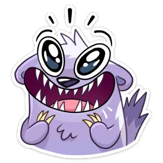 😱 2435dad3 monstre, dessin animé, mignon, violet, poilu, dents, animal, illustration telegram sticker