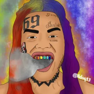🚬 082f02bd Tekashi 6ix9ine Six9ine rapper, Tekashi 6ix9ine, 69, arcobaleno, ritratto telegram sticker
