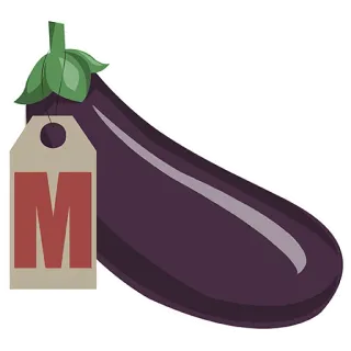 😂 bc4ba876 M eggplant, vegetable, food, letter, M whatsapp sticker