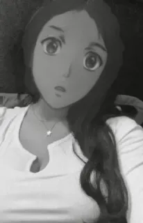 🤨 10f38d8f anime, kreskówka, kobieta, portret, czarno-białe telegram sticker