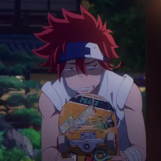 🤓 184e2e4f PEACE Anime, Skateboard, Frieden, rote Haare telegram sticker