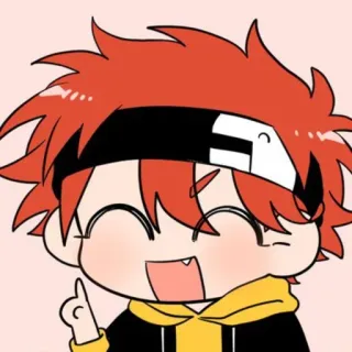 😃 0527dc97 애니메이션, 치비, 만화, 캐릭터, 빨간 머리, 머리띠 telegram sticker