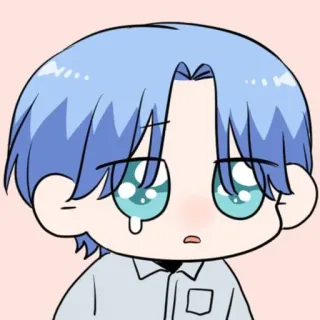 🥺 165787c4 애니메이션, 슬픈, 치비, 울음, 파란 머리, 만화, 만화 telegram sticker