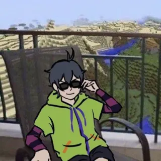 😎 3862a8f8 애니메이션, 선글라스, 편안한, 발코니, 의자 telegram sticker