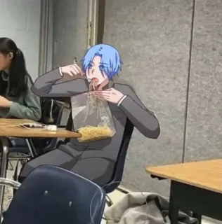 🍜 43d31fac Reki Kyan SK8 the Infinity 애니메이션, 스파게티, 가방, 먹는, 레키 캬안, SK8 the Infinity telegram sticker