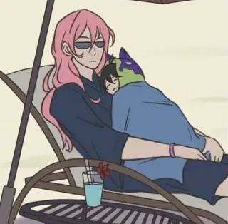 ❤️ 718e8f09 만화, 애니메이션, 휴식, 해변, 로맨스, 캐릭터 telegram sticker