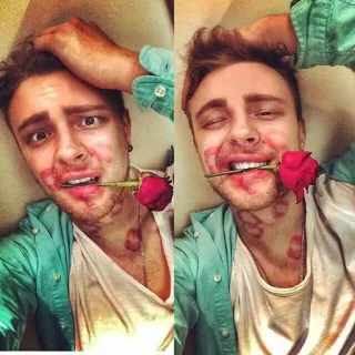 ❤️ 1aa1ca4c man, kiss marks, rose, selfie, romantic whatsapp sticker