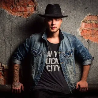 😼 9a52986e FUCK CITY man, hat, city, jacket, t-shirt whatsapp sticker