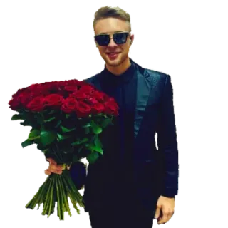 💐 b170ac32 man, roses, flowers, bouquet, sunglasses, suit whatsapp sticker