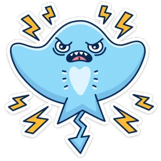 😡 40eded61 pijlstaartrog, cartoon, boos, bliksem, dier, zeedier telegram sticker