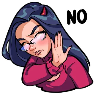 ☹️ 299b27d1 NO 不, 女性, 拒绝, 表情, 卡通, 角色, 停止 telegram sticker