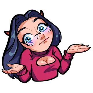 😯 864850ed 女人, 耸肩, 卡通, 不确定, 怀疑, 问题 telegram sticker