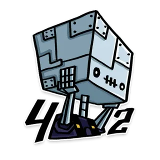 🤔 87fe4891 42 robot, kubus, cartoon, nummer, grijs, machine telegram sticker