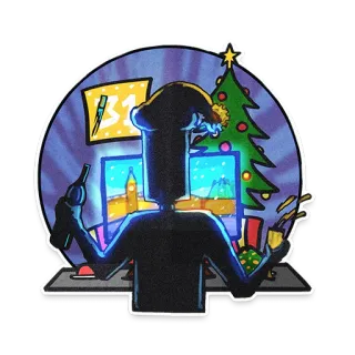 🕺 b01f1c5b feest, nieuwjaar, kerst, silhouet, online, feestelijk telegram sticker