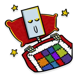 😴 c4ec9777 skelet, slaap, sterren, kussen, deken, cartoon, personage telegram sticker