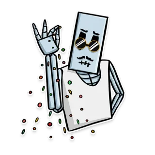 ✨ d818ab01 robot, kok, handgebaar, aanstootgevend, zout, cartoon telegram sticker