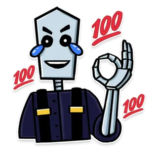 😂 f0a6ea03 100 robot, ok, perfect, score, cijfer, goedkeuring telegram sticker