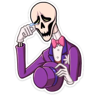 😢 01122fbc skeleton, crying, cartoon, sad, formal, bow tie telegram sticker