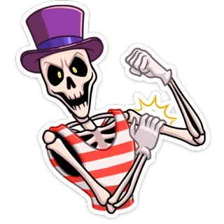 💪 5a3fe2f6 skeleton, halloween, bones, spooky, costume, cartoon telegram sticker