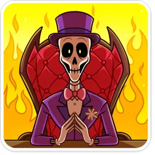 😈 9eedad28 skeleton, top hat, evil, cartoon, character, fire telegram sticker