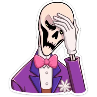 🤦‍♂ b18571cd skeleton, tuxedo, worried, upset, facepalm, disappointment telegram sticker