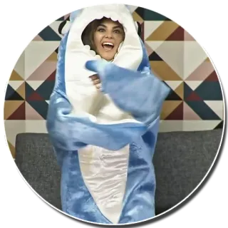 🦈 630537c9 kostum hiu, lucu, wanita, potret, imut whatsapp sticker