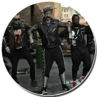 🕺 eec92b2d menari, jaket kulit, grup, jalan, gaya, mode whatsapp sticker