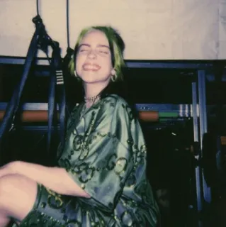 🌊 7557ccc3 Billie Eilish Billie Eilish, penyanyi, selebriti, bintang pop, musik, rambut hijau whatsapp sticker