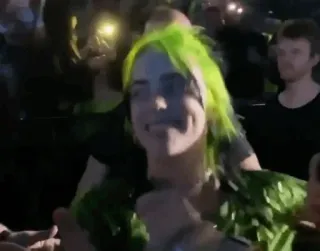 🌊 cbe85302 Billie Eilish penyanyi, musisi, rambut hijau, selebriti, orang whatsapp sticker