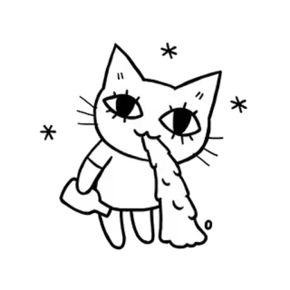 🍾 25c888ae แมว, อาเจียน, ป่วย, การ์ตูน, สัตว์, ขาวดำ telegram sticker