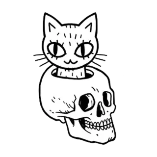 💀 277d954e แมว, หัวกะโหลก, น่ารัก, สัตว์, โกธิค, ฮาโลวีน telegram sticker