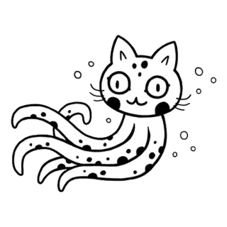 🐙 3f279dc6 แมว, ปลาหมึก, ลูกผสม, น่ารัก, สัตว์, แฟนตาซี telegram sticker