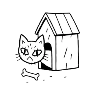 🏠 66110553 แมว, บ้านสุนัข, กระดูก, สัตว์เลี้ยง, สัตว์, การ์ตูน, สติกเกอร์ telegram sticker