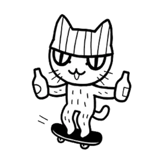 🏂 aa4dcdec แมว, สเก็ตบอร์ด, ยาเสพติด, การ์ตูน telegram sticker