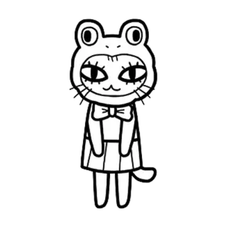 🐸 aff607eb แมว, กบ, การ์ตูน, สัตว์, ตัวละคร, น่ารัก telegram sticker