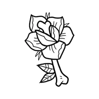 🌹 c728d519 กุหลาบ, ดอกไม้, กระดูก, หัวกะโหลก, รอยสัก, โกธิค telegram sticker