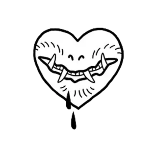 ❤ d54e5187 หัวใจ, ฟัน, สัตว์ประหลาด, ยิ้ม, น่ารัก, การ์ตูน, ภาพประกอบ telegram sticker
