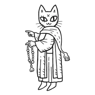 ⛪ f35a4afc แมว, นักบวช, ศาสนา, ลูกประคำ, ชี้ telegram sticker
