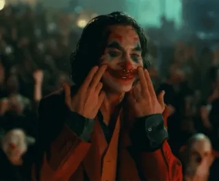 😄 c4913565 Joker payaso, dc comics, villano, joaquin phoenix, maquillaje, película telegram sticker