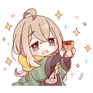 🤩 ae2c3bdd アニメガール, かわいい, マンガ, 自撮り, スマホ, カワイイ, ステッカー, 女の子 telegram sticker