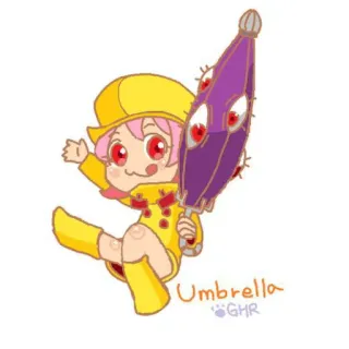 🥴 4d58b894 Umbrella
GHR umbrella, cartoon, cute, kid, pink hair, yellow, rain gear telegram sticker