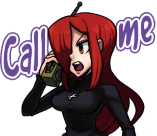 📞 9f452b89 Call me woman, red hair, phone call, telecommunications, communication telegram sticker
