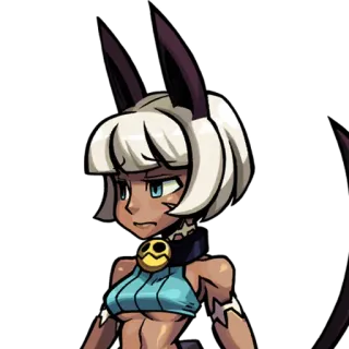 🙁 5a5000af Ms. Fortune Skullgirls cat, anime, fighting game, character, game telegram sticker