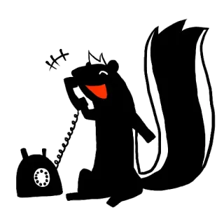 📞 4708fb87 скунс, телефон, животное, мультфильм, телефон, милый, общение telegram sticker