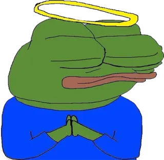 🙏 0153594d Pepe the Frog Pepe Żaba, Meme, Meme internetowy, Żaba z kreskówki, Halo, Modlitwa, Emocjonalny, Naklejka cyfrowa telegram sticker
