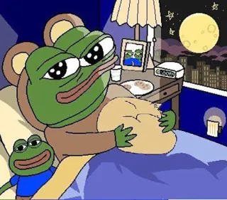 🐸 3821ca1c Pepe the Frog Pepe, Żaba, Meme, Kreskówka, Pora spać telegram sticker